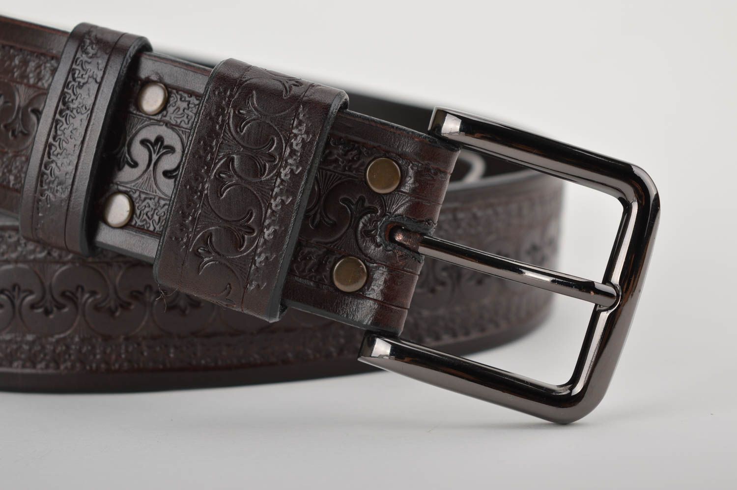 Unusual handmade leather belt gentlemen only accessories for men leather goods photo 2
