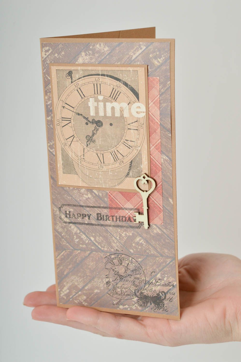 Carte de voeux faite main en papier avec clef design original Petit cadeau photo 5