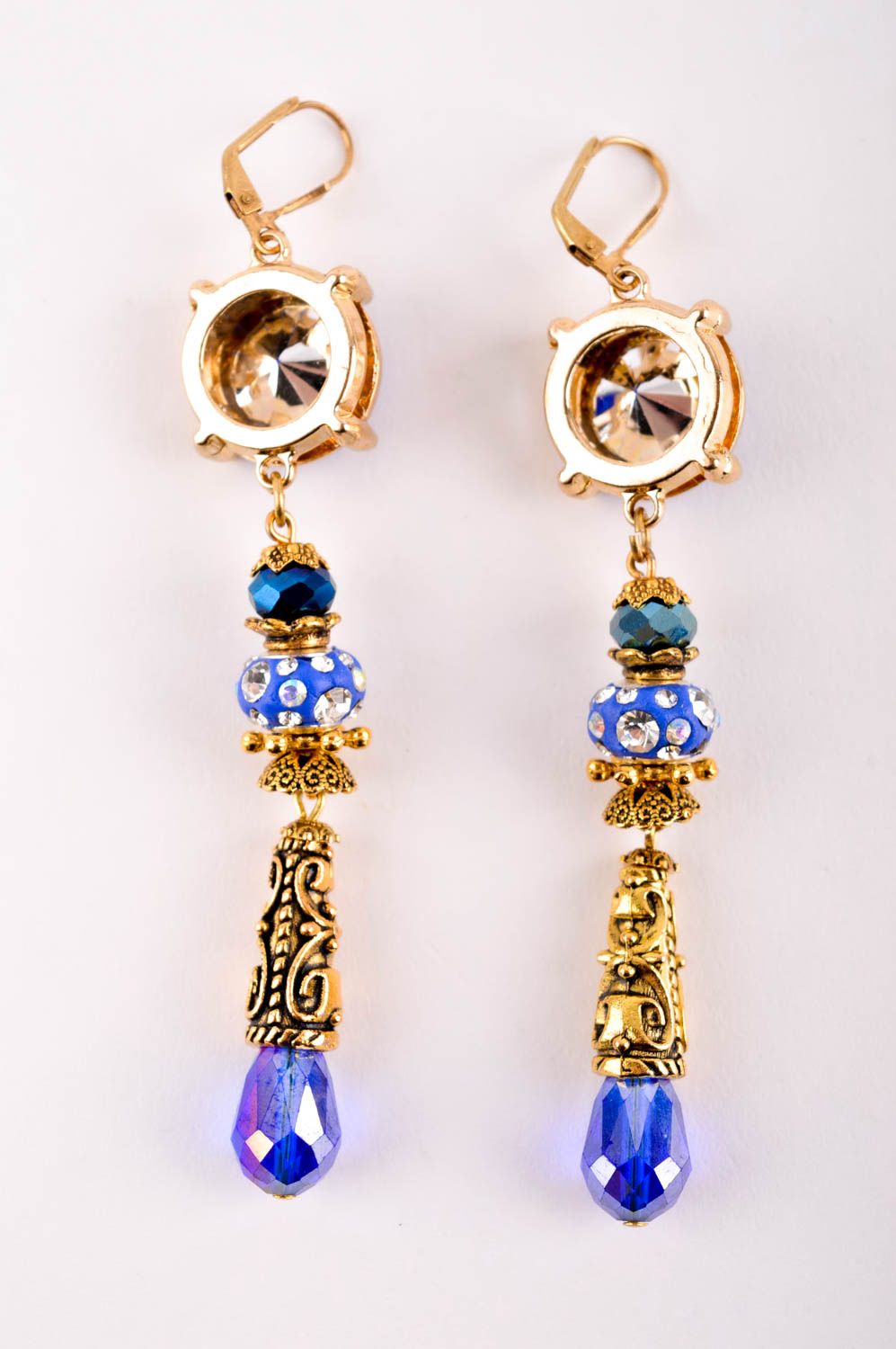 Handmade earrings designer accessory with stones unusual gift for women photo 4