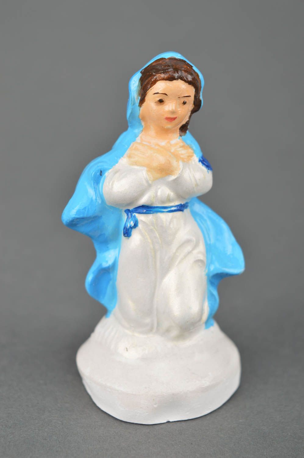 Figurita de belén hecha a mano decoración navideña figura de yeso Virgen María foto 3
