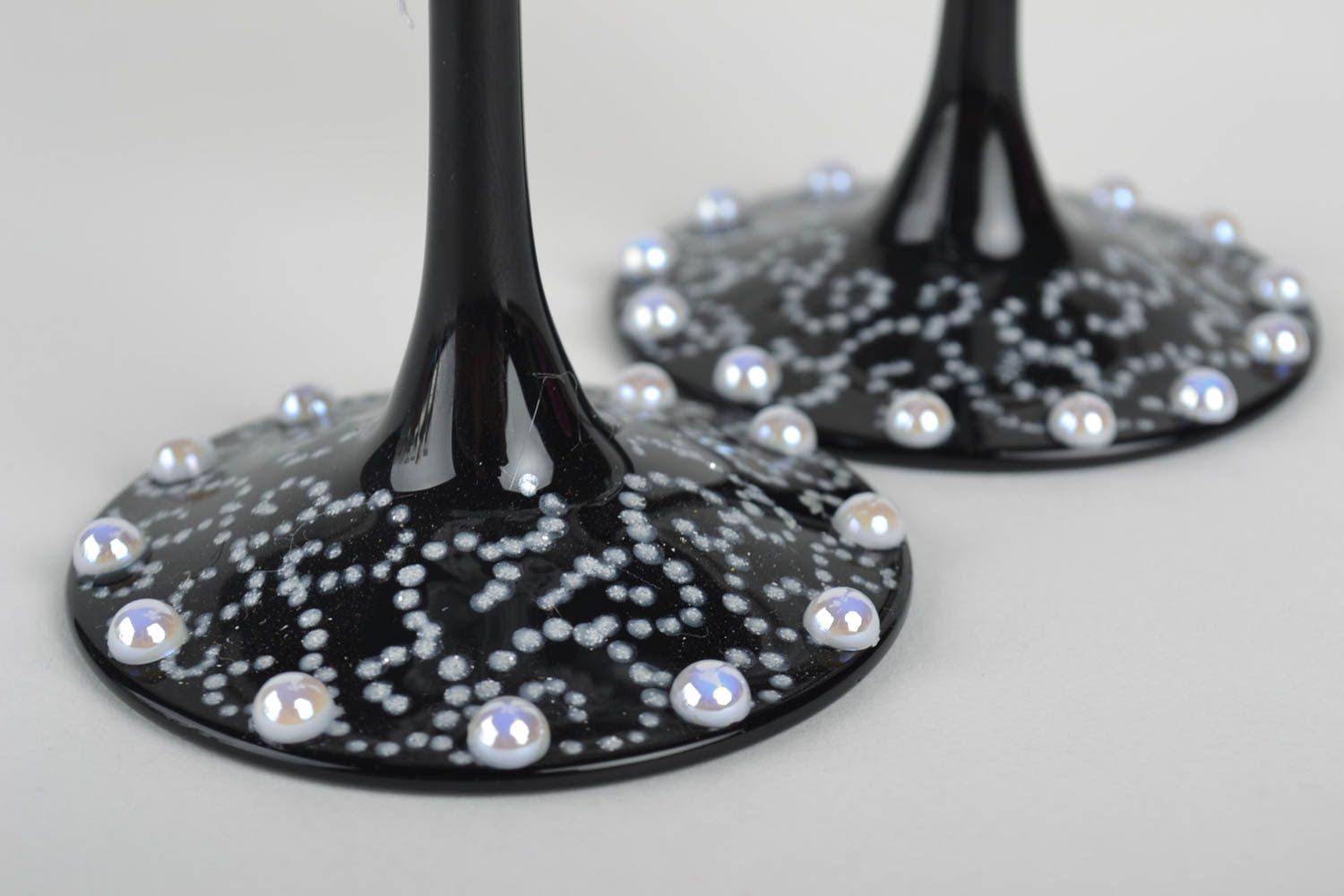Copas para novios hechos a mano vasos de cristal decorados decoración de mesa  foto 5