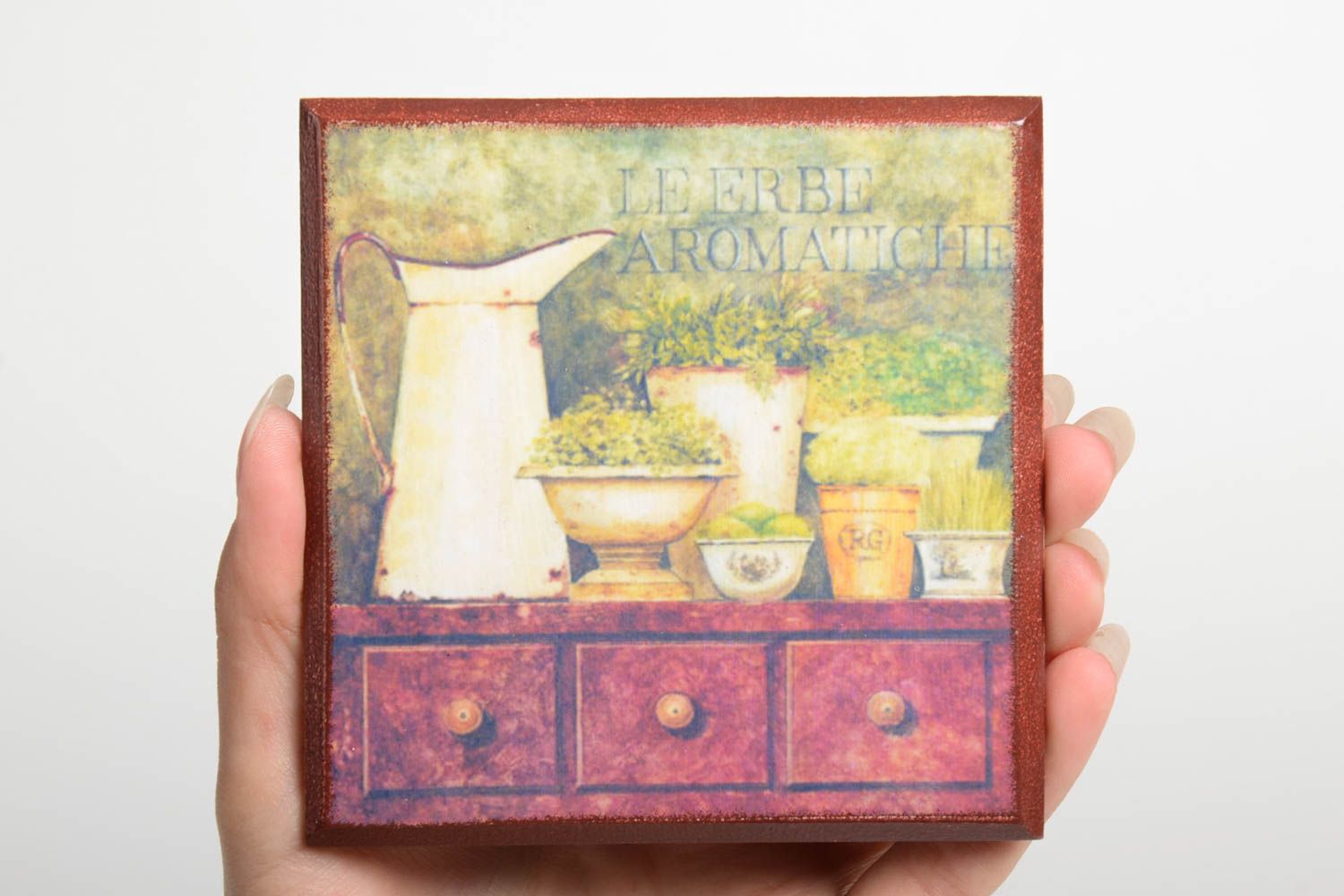 Handmade table decor plywood stand for cup decoupage ideas decorative use only photo 4