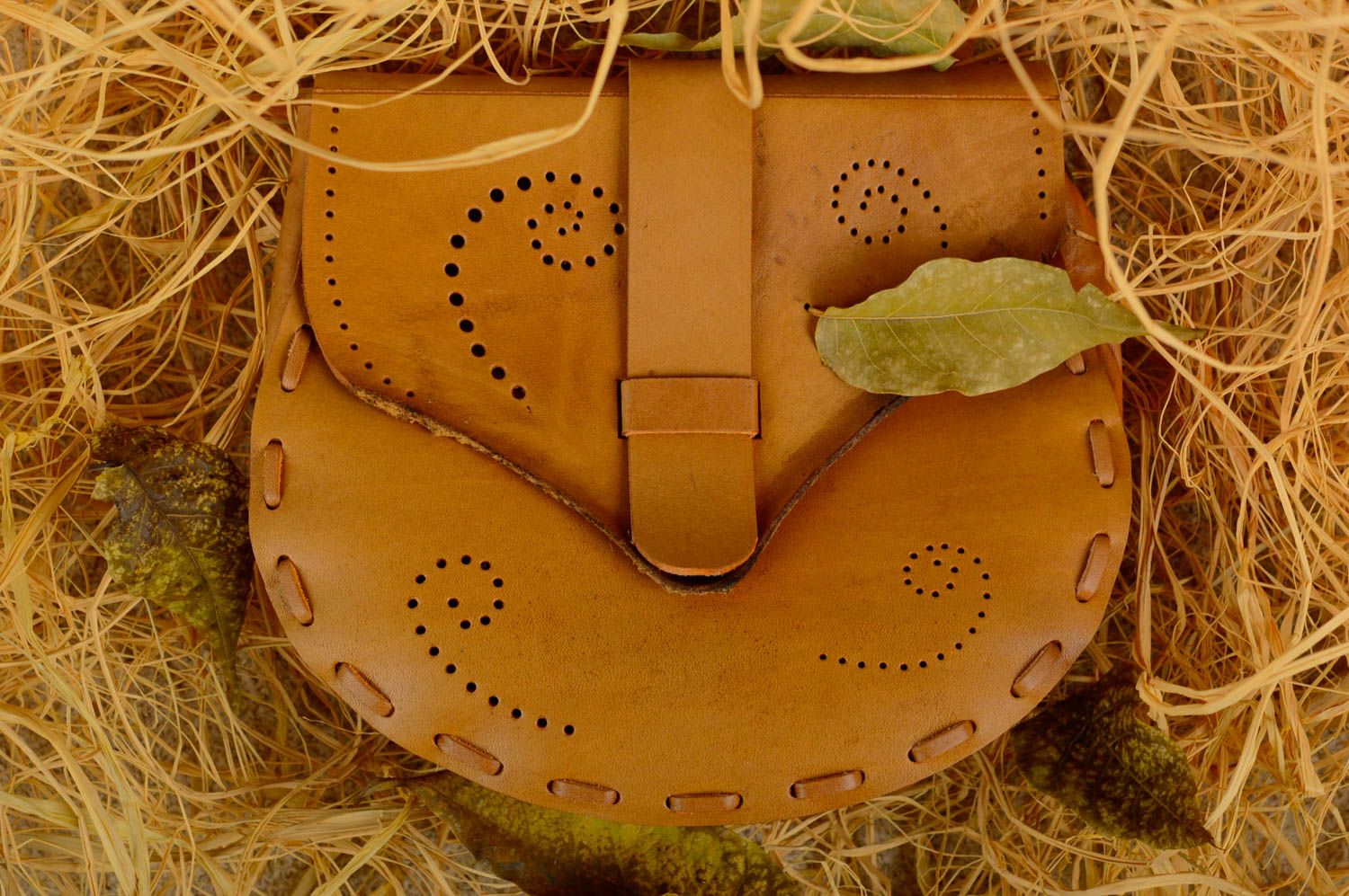 Bolso de cuero artesanal natural marrón accesorio de moda regalo original foto 1