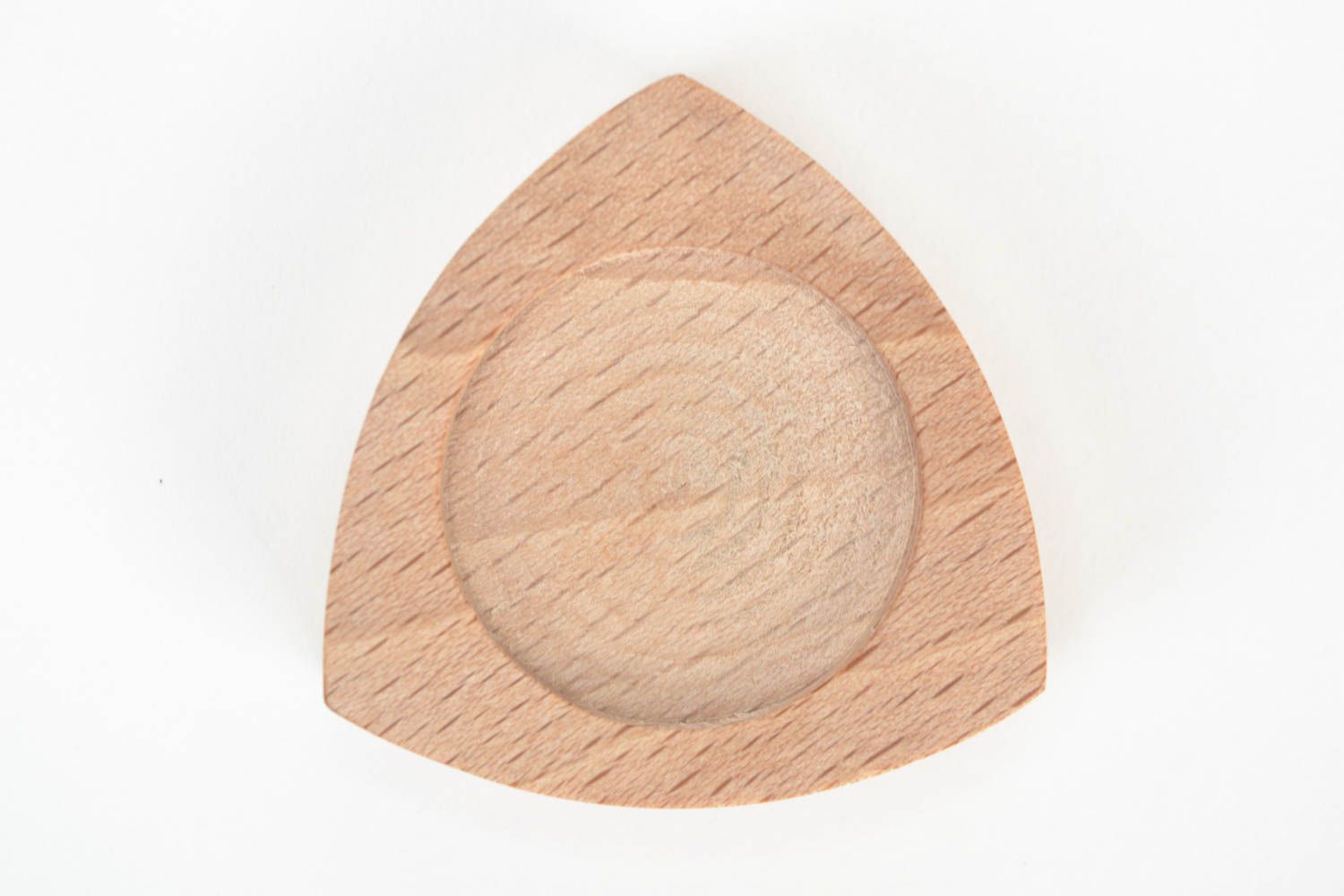 Handmade dreieckiger Schmuck Anhänger Rohling aus Holz künstlerisch Buchenholz foto 1
