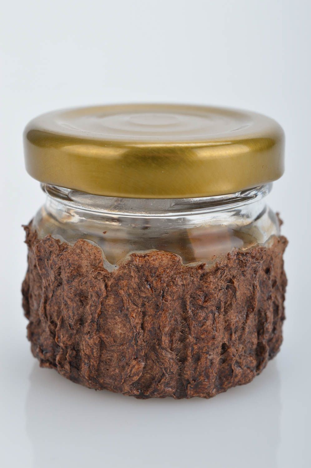 2 oz glass jar with lid covered with cellulose brown layer 0,13 lb photo 2
