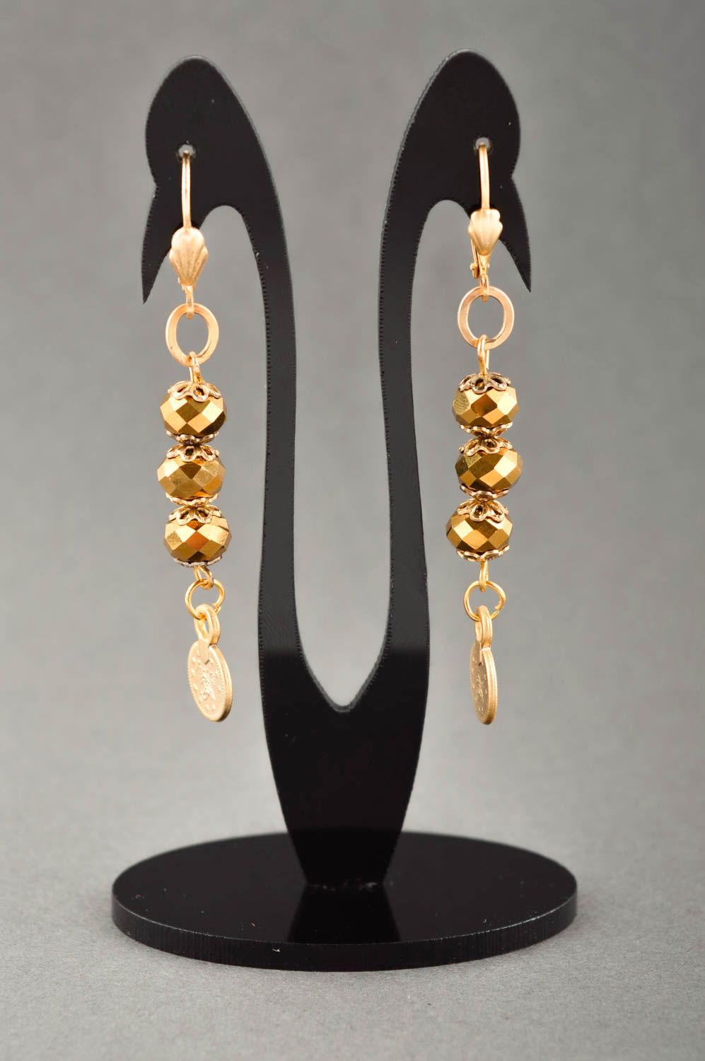 Handmade stylish earrings with beads long earrings with charms fashion jewelry photo 1