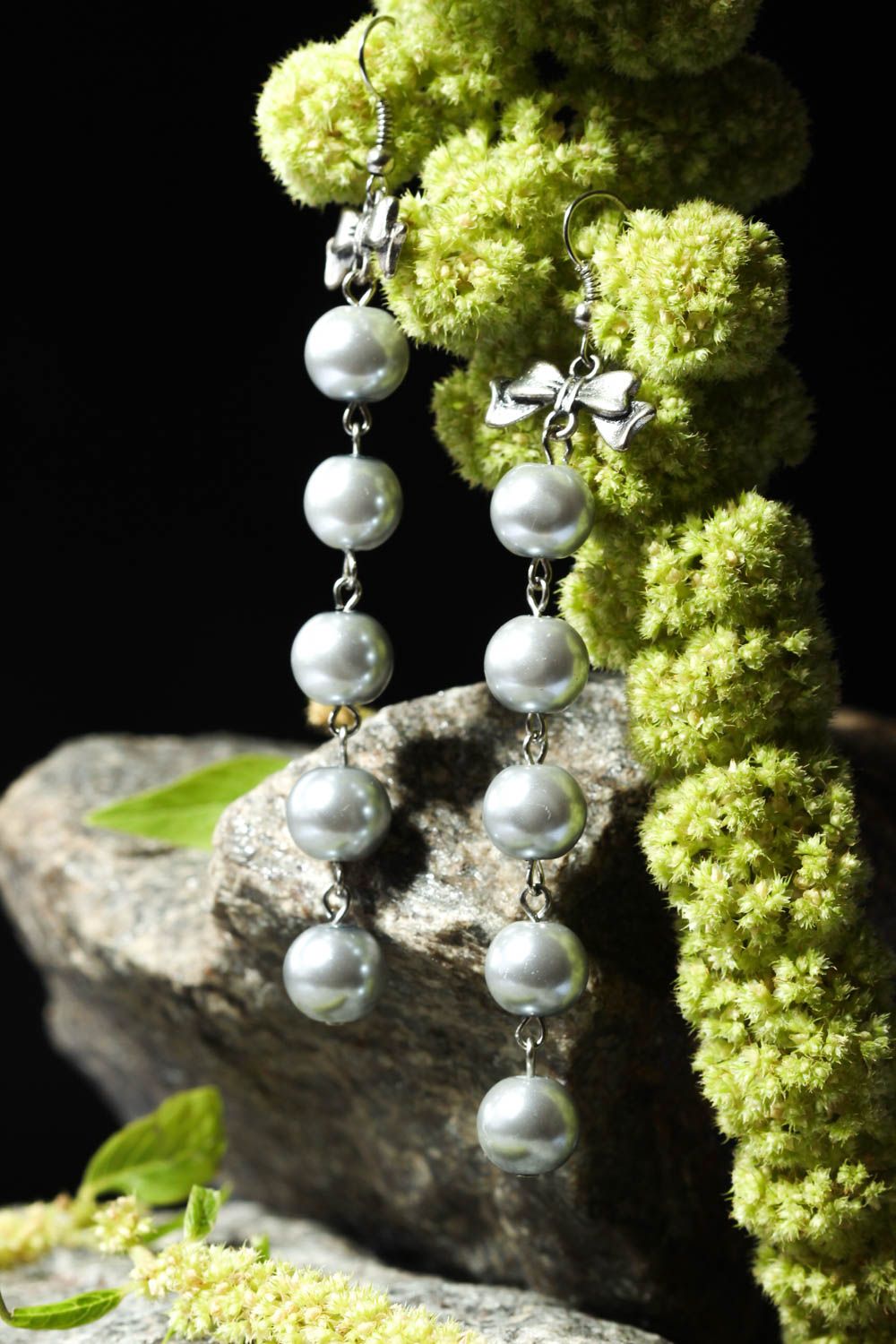 Handmade accessory unusual earrings beaded earrings metal jewelry gift ideas photo 1