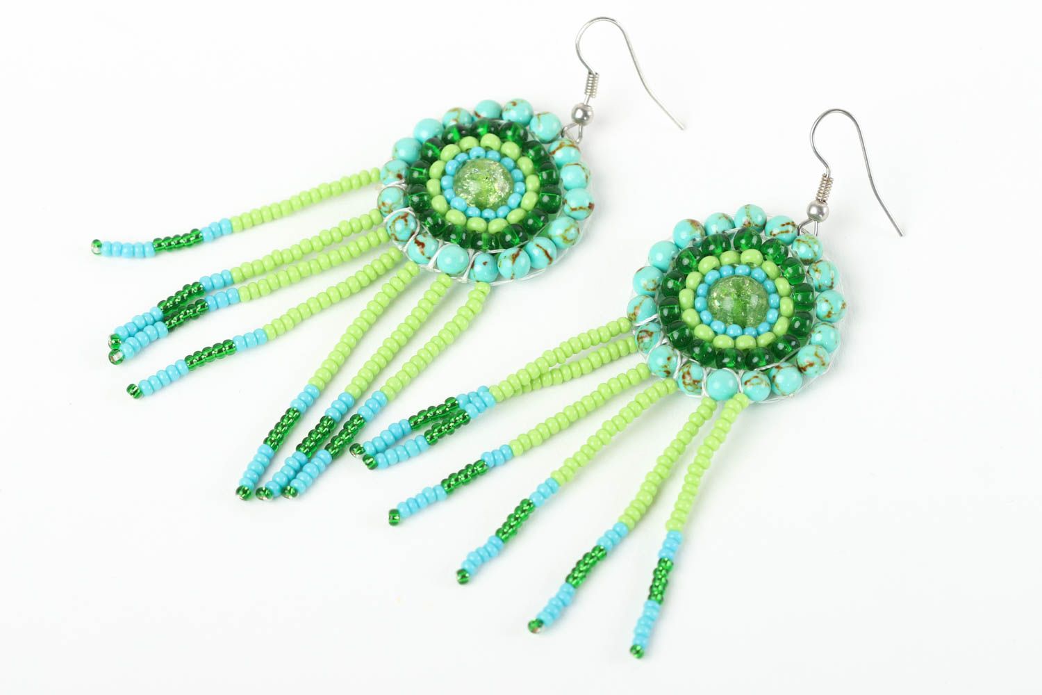 Handmade turquoise earrings jewelry in Indian style designer earrings photo 2