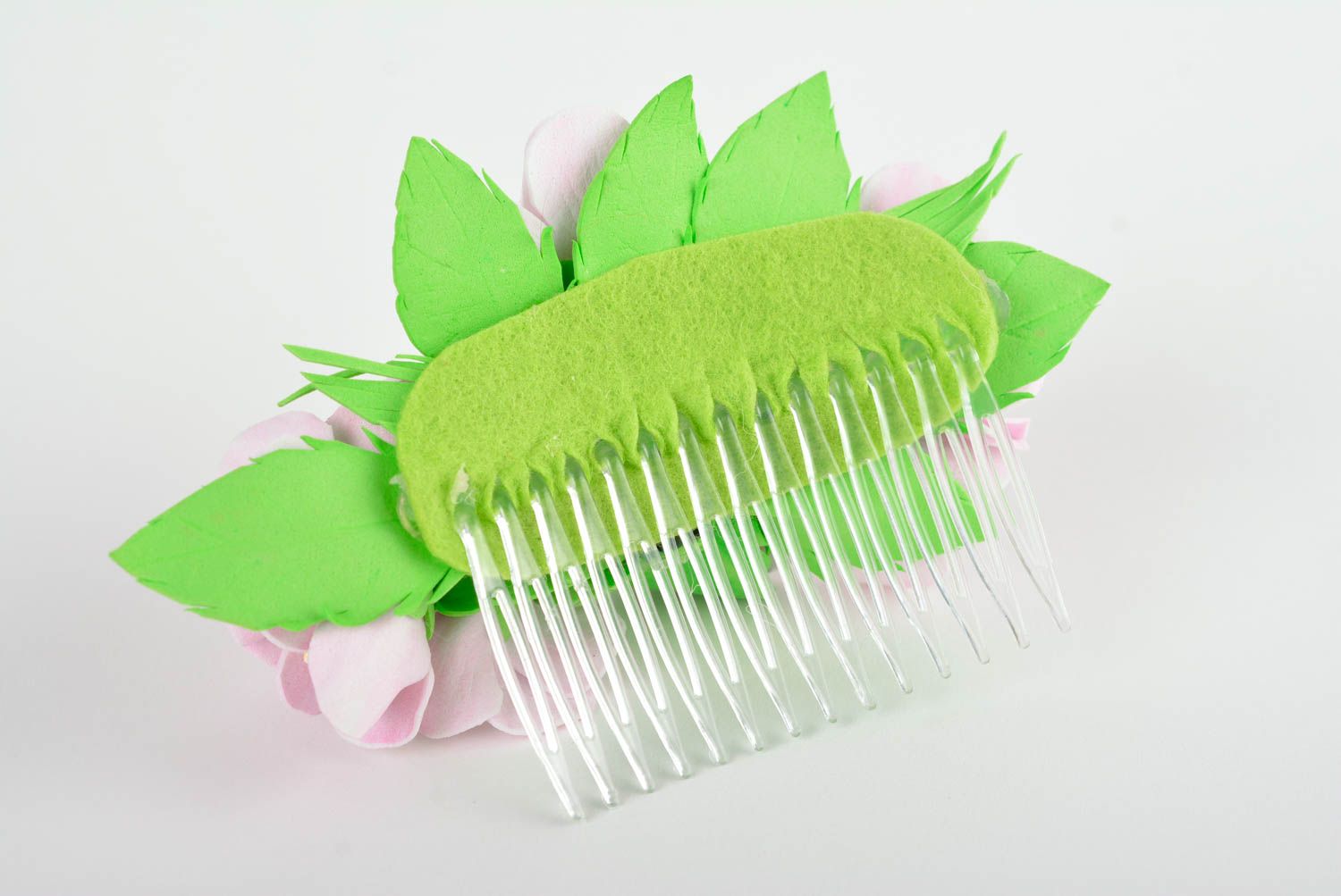 Handmade hair accessories designer hair comb with flowers stylish barrette photo 4
