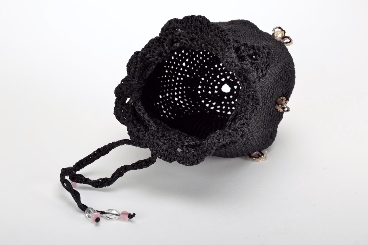 Knitted black cocktail bag photo 3