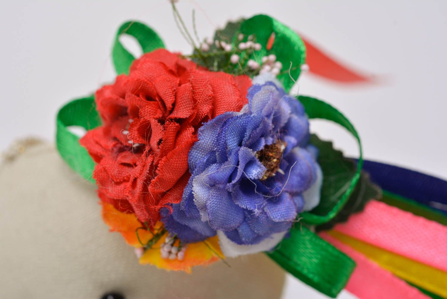 Joli jouet mou en tissu fait main en forme d'ourse sympa avec fleurs cadeau photo 5