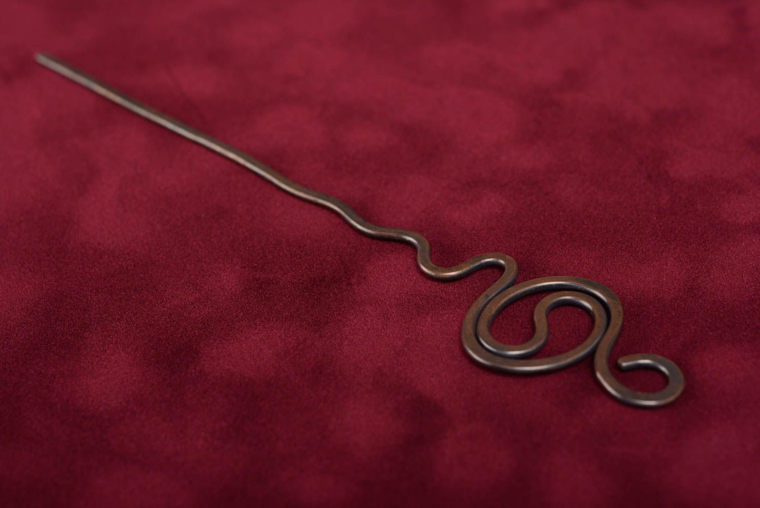 Große handgemachte einfache braune Wire Wrap Haarnadel aus Kupfer Haarschnmuck foto 1