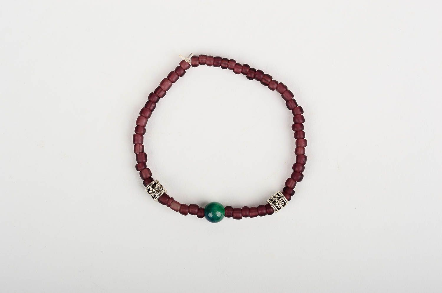 Dark red cherry beads adjustable bracelet for girls photo 1