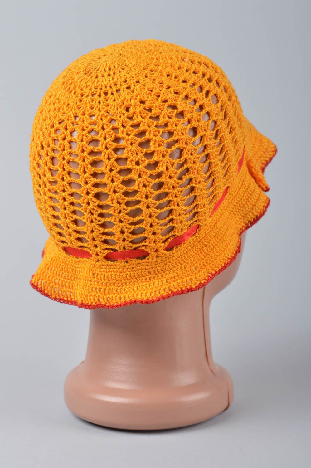 Chapeau panama fait main Couvre chef Vêtement enfant orange petit tricoté photo 10