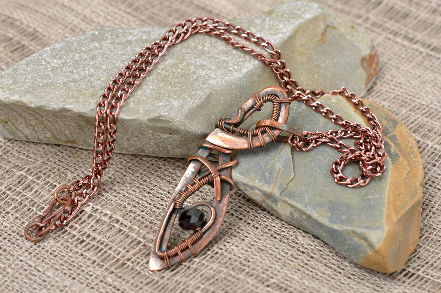 Beautiful handmade metal pendant neck pendant on chain artisan jewelry  photo 1