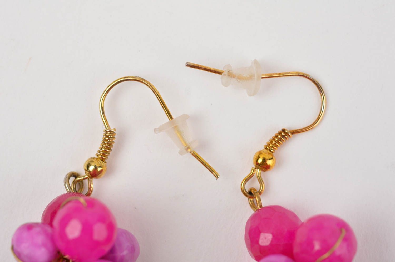 Handmade rosa Ohrringe mit Steinen Accessoire für Frauen Designer Schmuck  foto 4