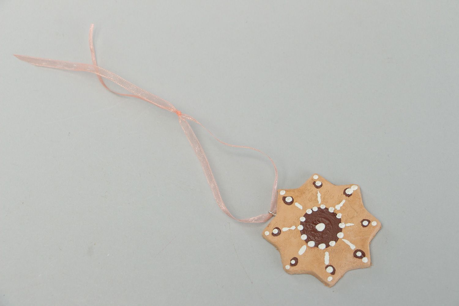 Handmade interior pendant with ribbon plastic ginger cookie photo 1