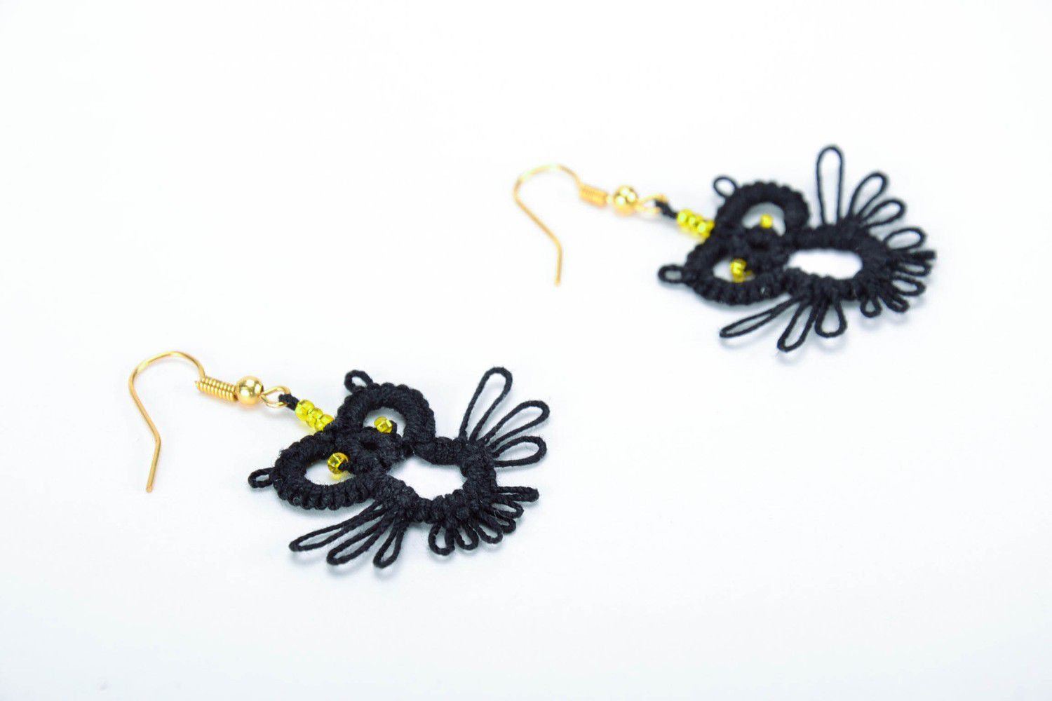 Earrings made from cotton lace Owls photo 3