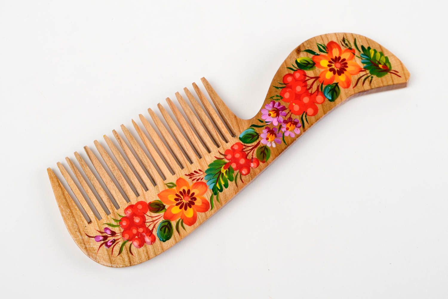 Деревянная расческа подарок ручной работы аксессуар для волос расписной фото 5
