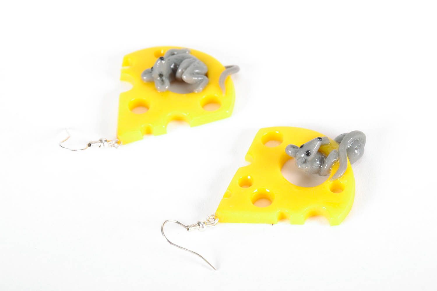 Lustige Ohrringe Zufriedene Mäuse und Käse foto 2