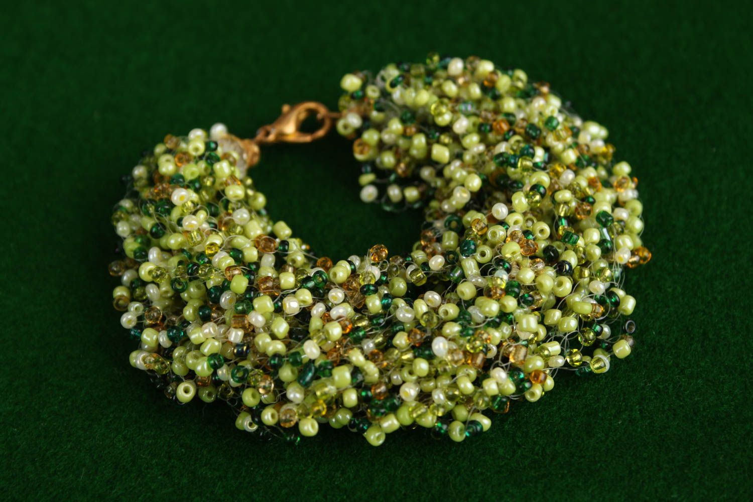Bracelet perles rocaille Bijou fait main vert design Accessoire femme original photo 2