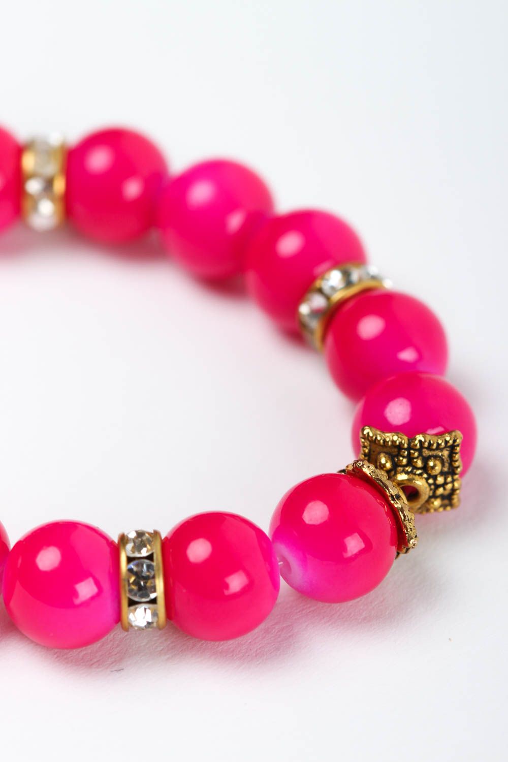 Браслет из бусин яркий розовый модный браслет красивый женский браслет из бусин фото 4