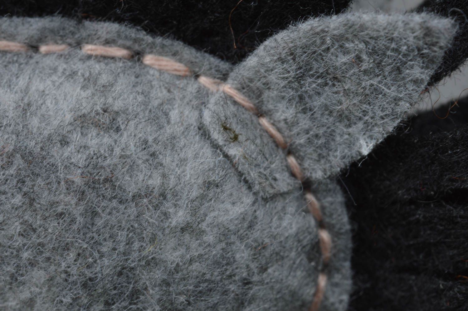 Handmade small designer interior soft toy gray felt horse with eyelet for decor photo 3