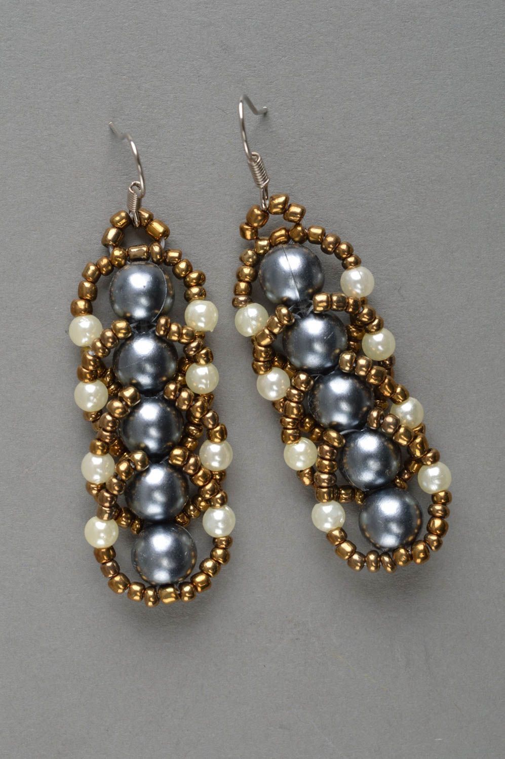 Unusual homemade beaded earrings evening jewelry beadwork ideas gifts for her photo 2