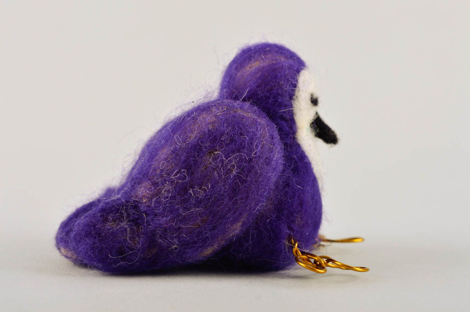 Валяная игрушка ручной работы игрушка из шерсти мягкая игрушка сиреневая птица фото 5