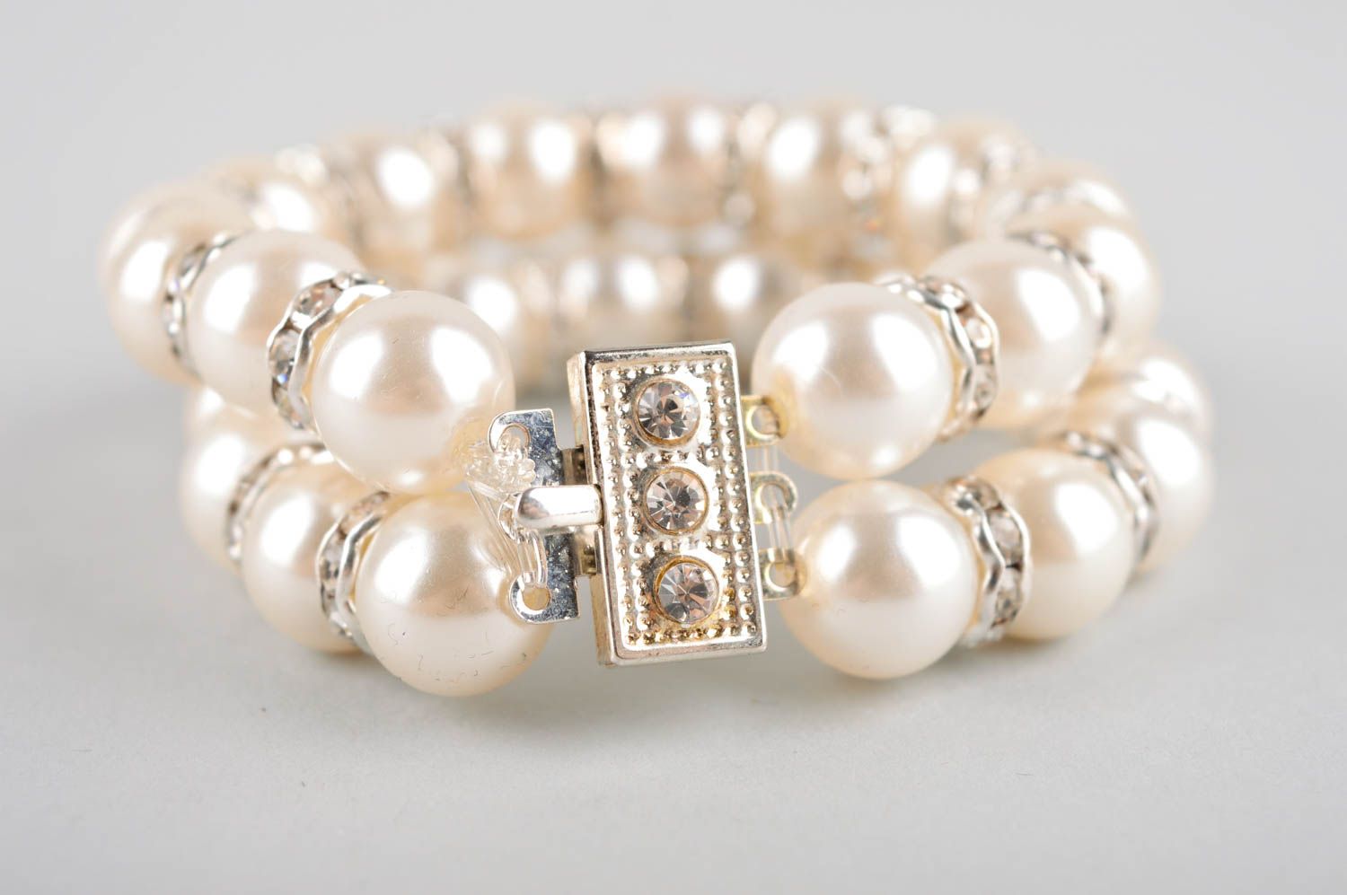 Pulsera de perlas hermosa hecha a mano accesorio de moda bisutería de mujer  foto 4