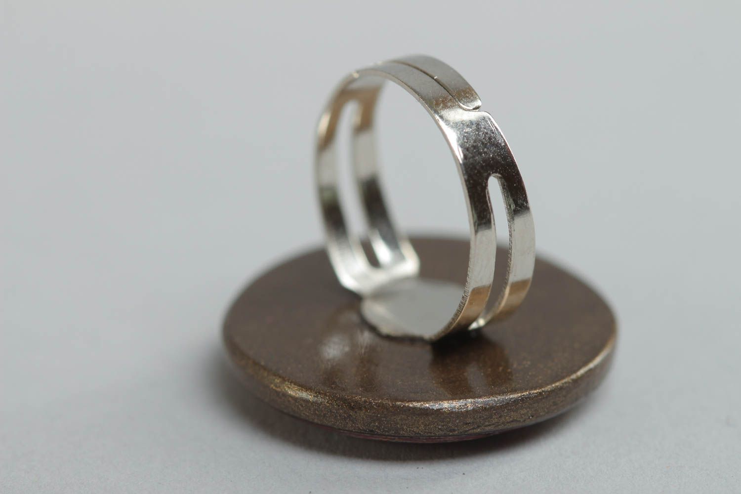 Runder Ring aus Glasur und Polymer Ton stilvoll groß mit Muster Handarbeit Frauen foto 4