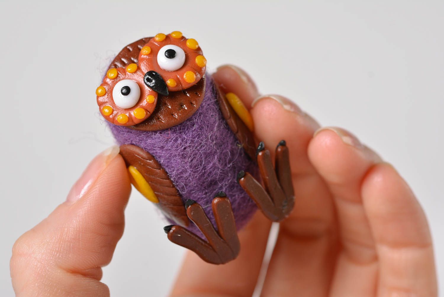 Handmade woolen owl toy designer present for children interior decoration ideas photo 4