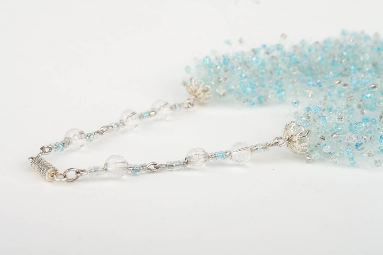 Handmade blaues Damen Collier Glasperlen Halskette Accessoire für Frauen foto 4