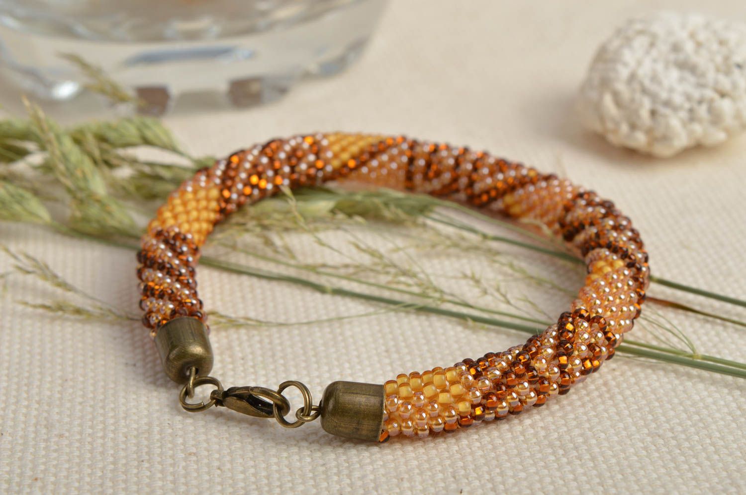 Pulsera de abalorios hecha a mano marrón bisutería artesanal regalo para mujeres foto 1