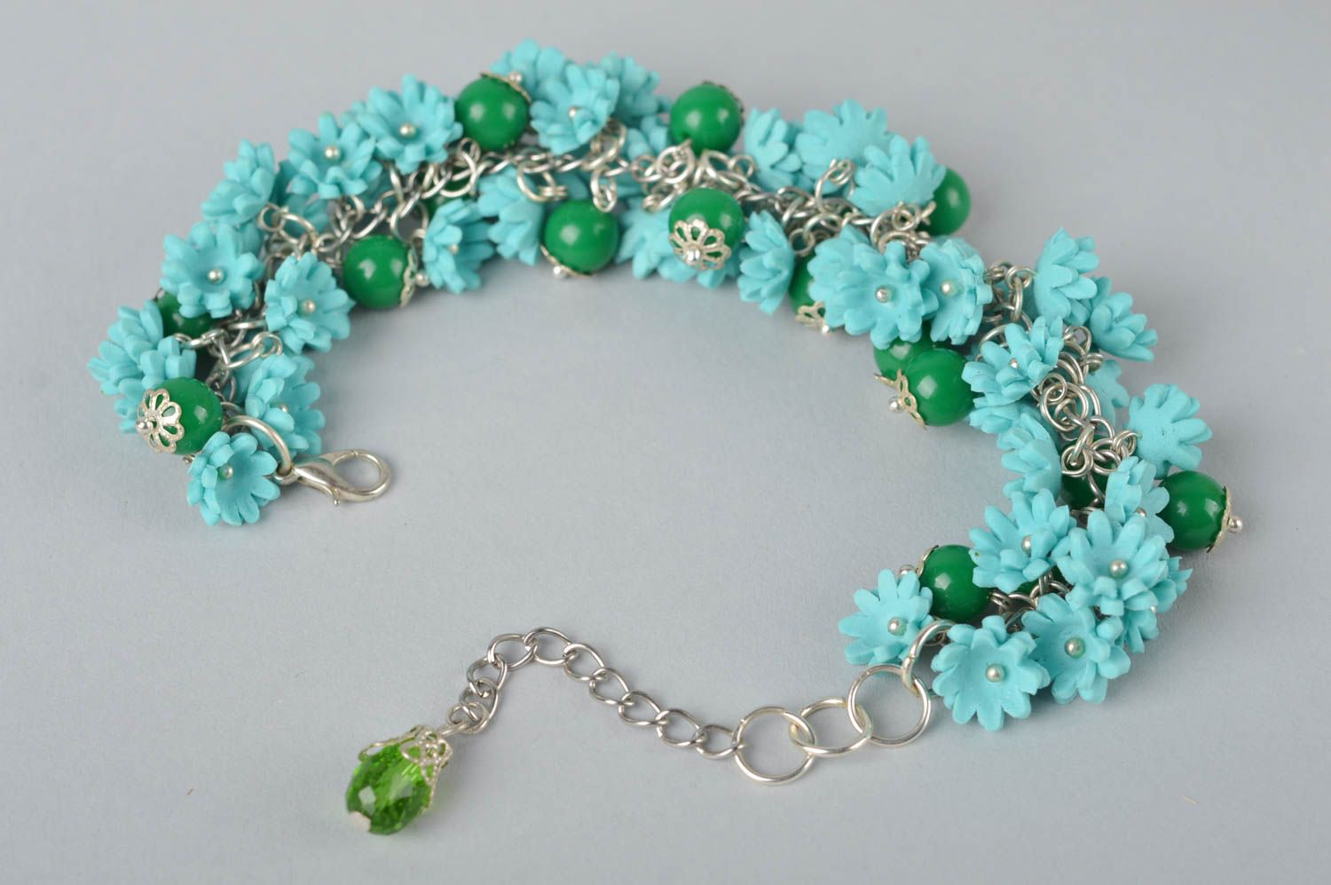 Turquoise flowers charm bracelet for women personalized photo 2