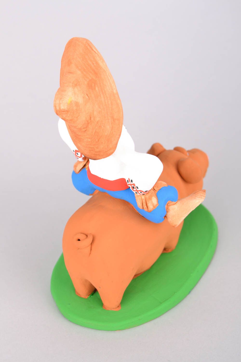 Homemade clay statuette Cossack Riding a Pig photo 5