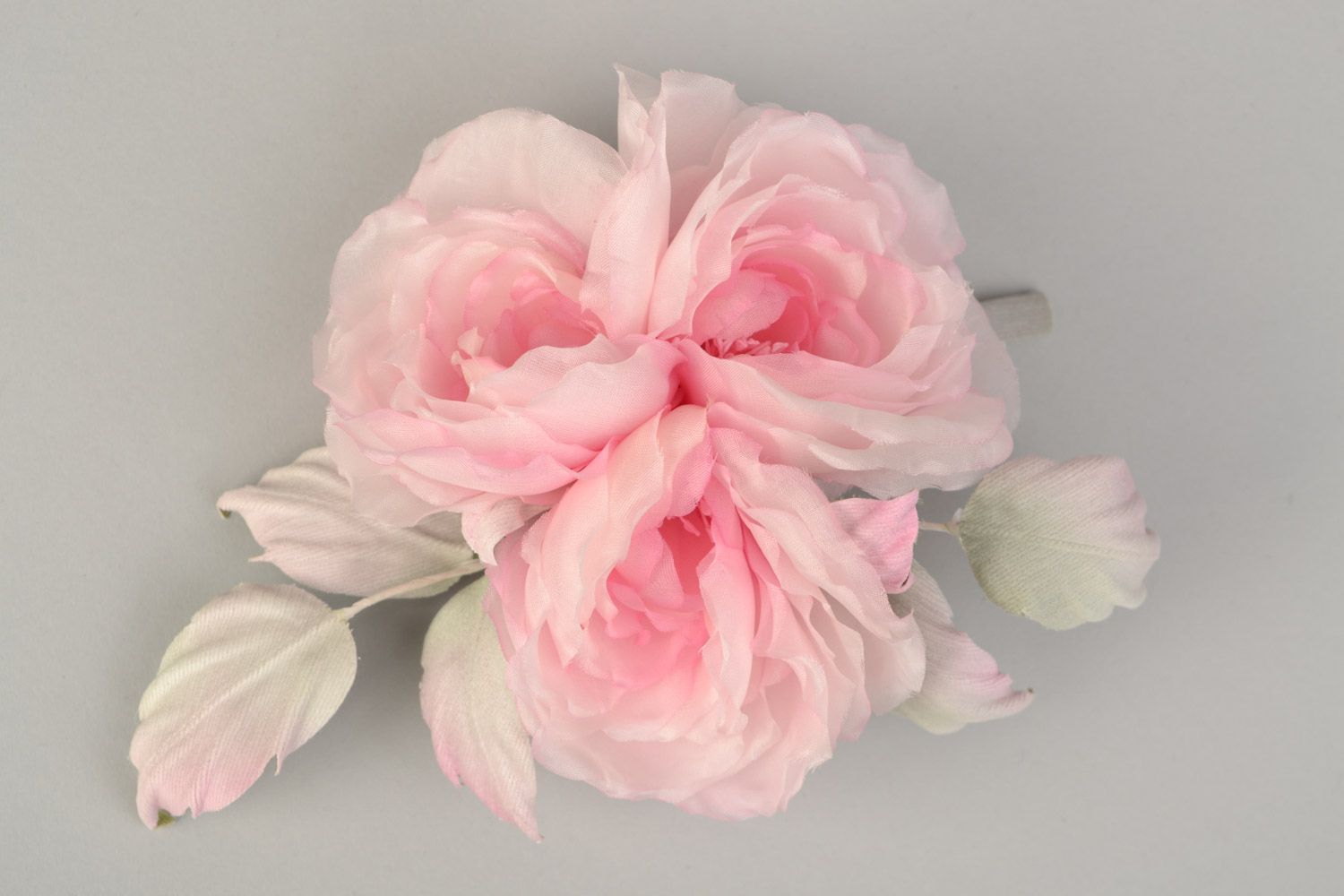 Handmade natural Japanese silk roses with ostrich feathers for hair clip DIY photo 3