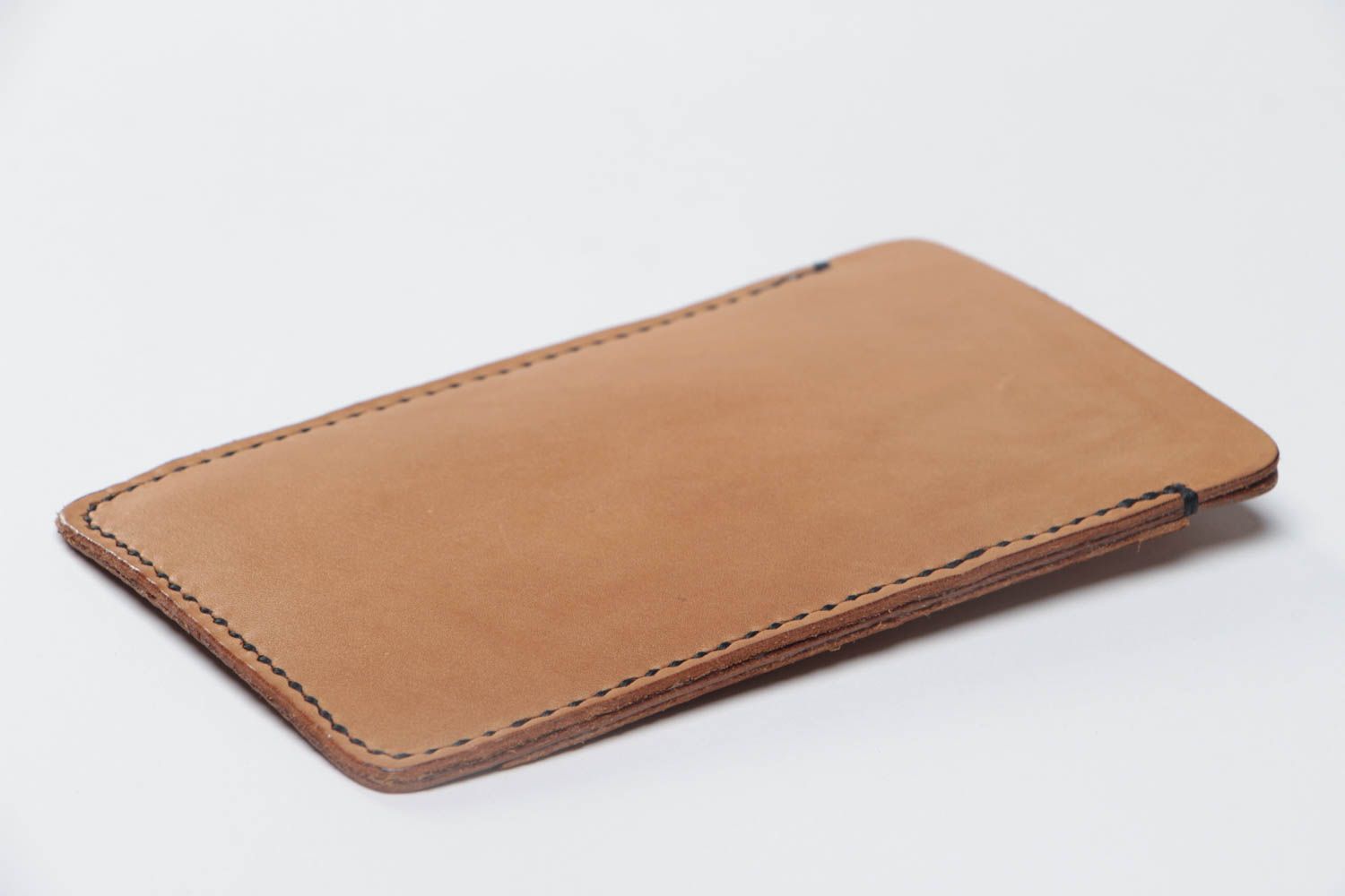 Stylish brown handmade designer genuine leather phone case photo 4