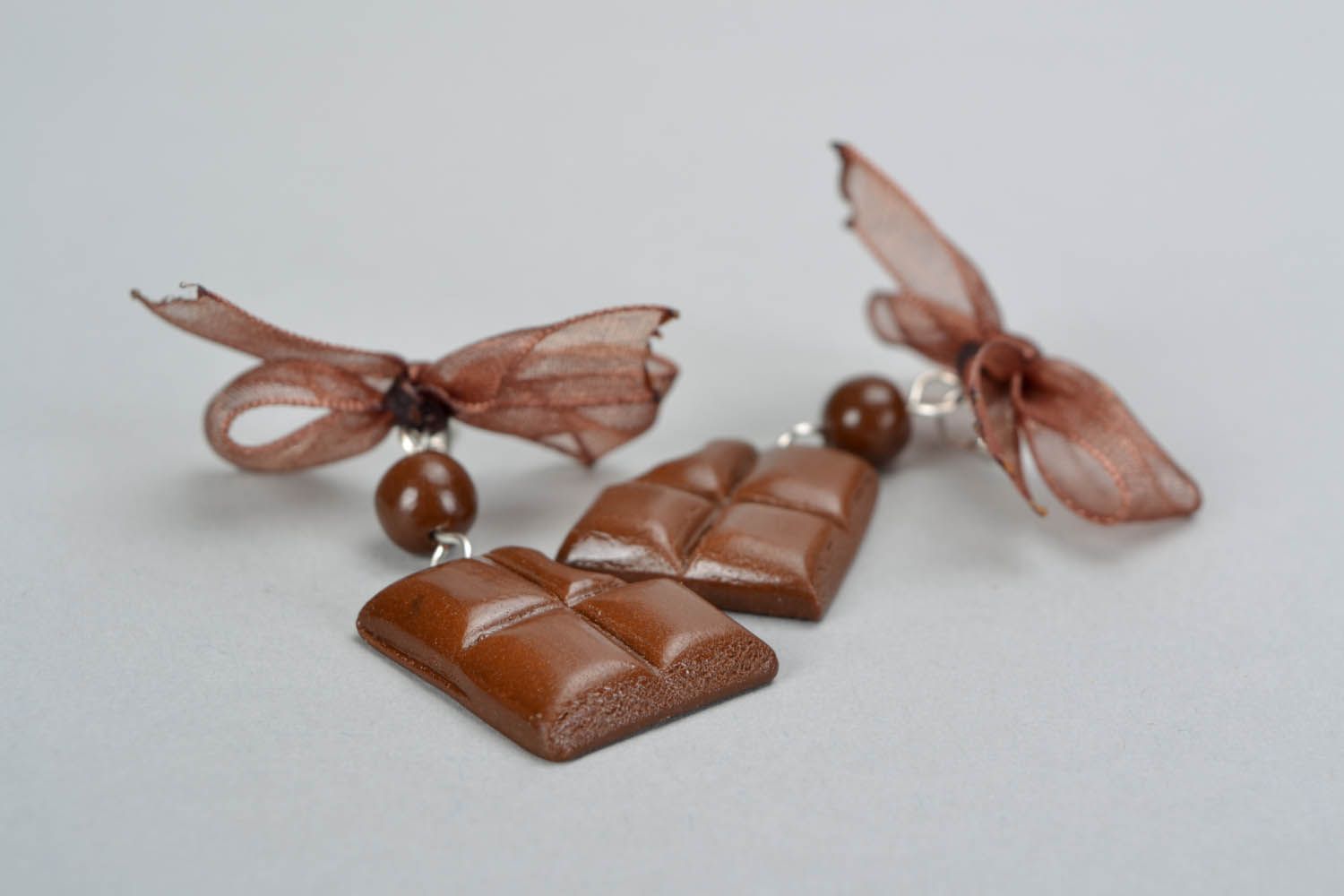 Серьги-подвески из полимерной глины Шоколадки фото 3