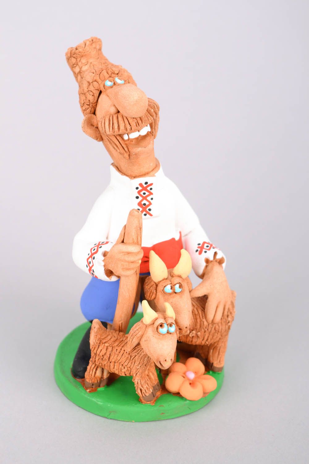 Clay figurines Cossack with Goats photo 3