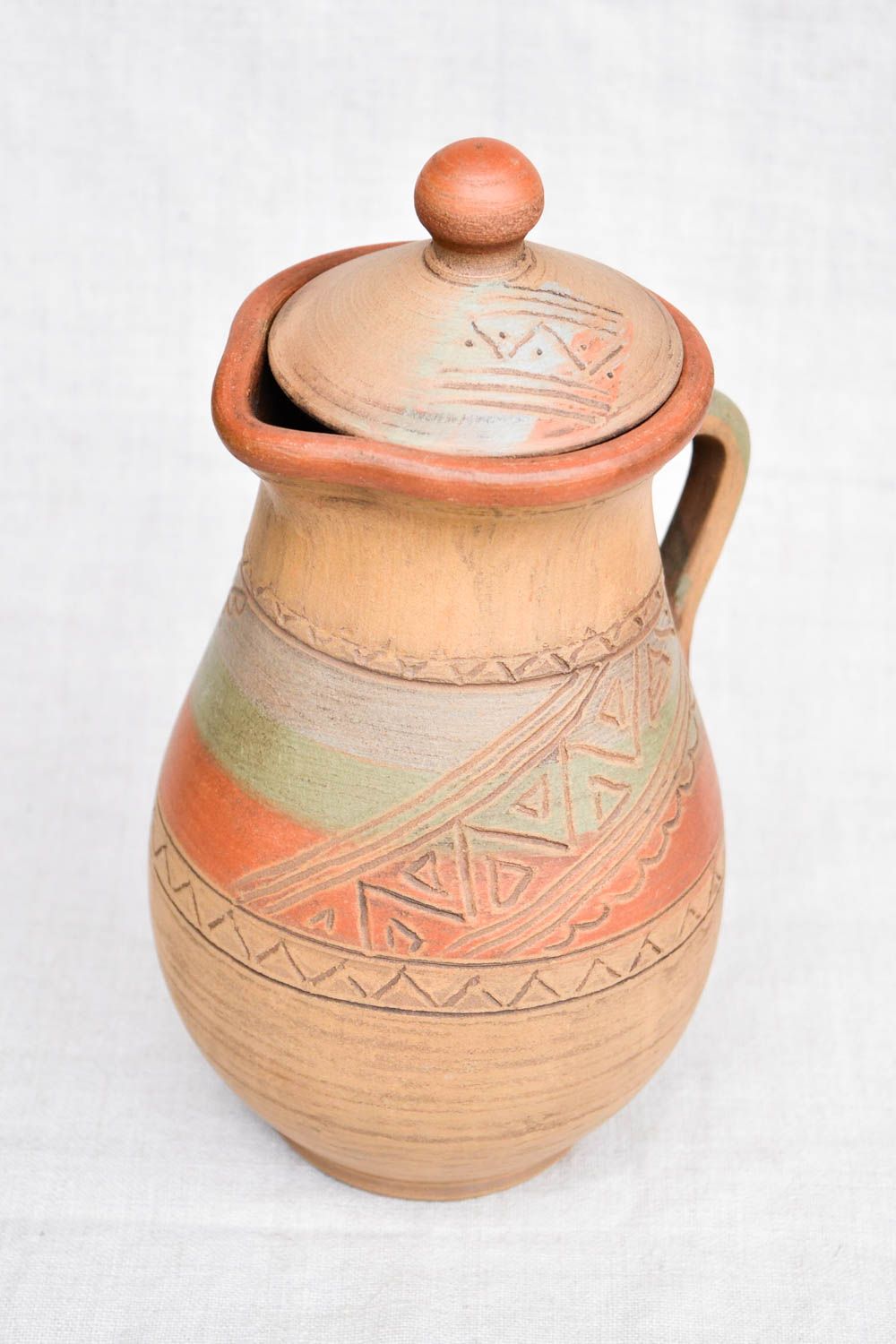 Посуда из керамики ручная работа глиняный кувшин большая емкость для питья фото 4