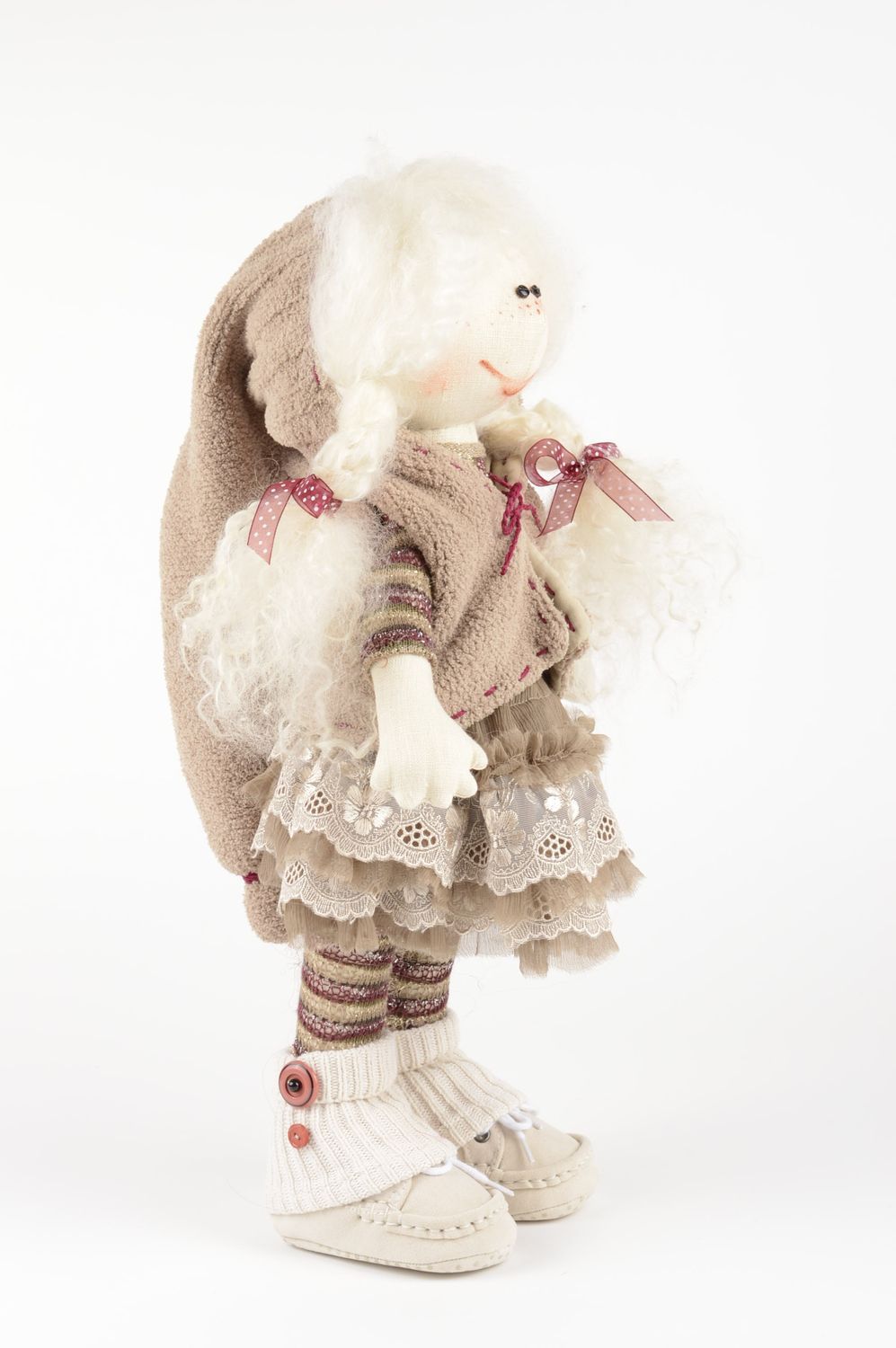 Кукла ручной работы мягкая кукла для девочки кукла из ткани льна красивая фото 4