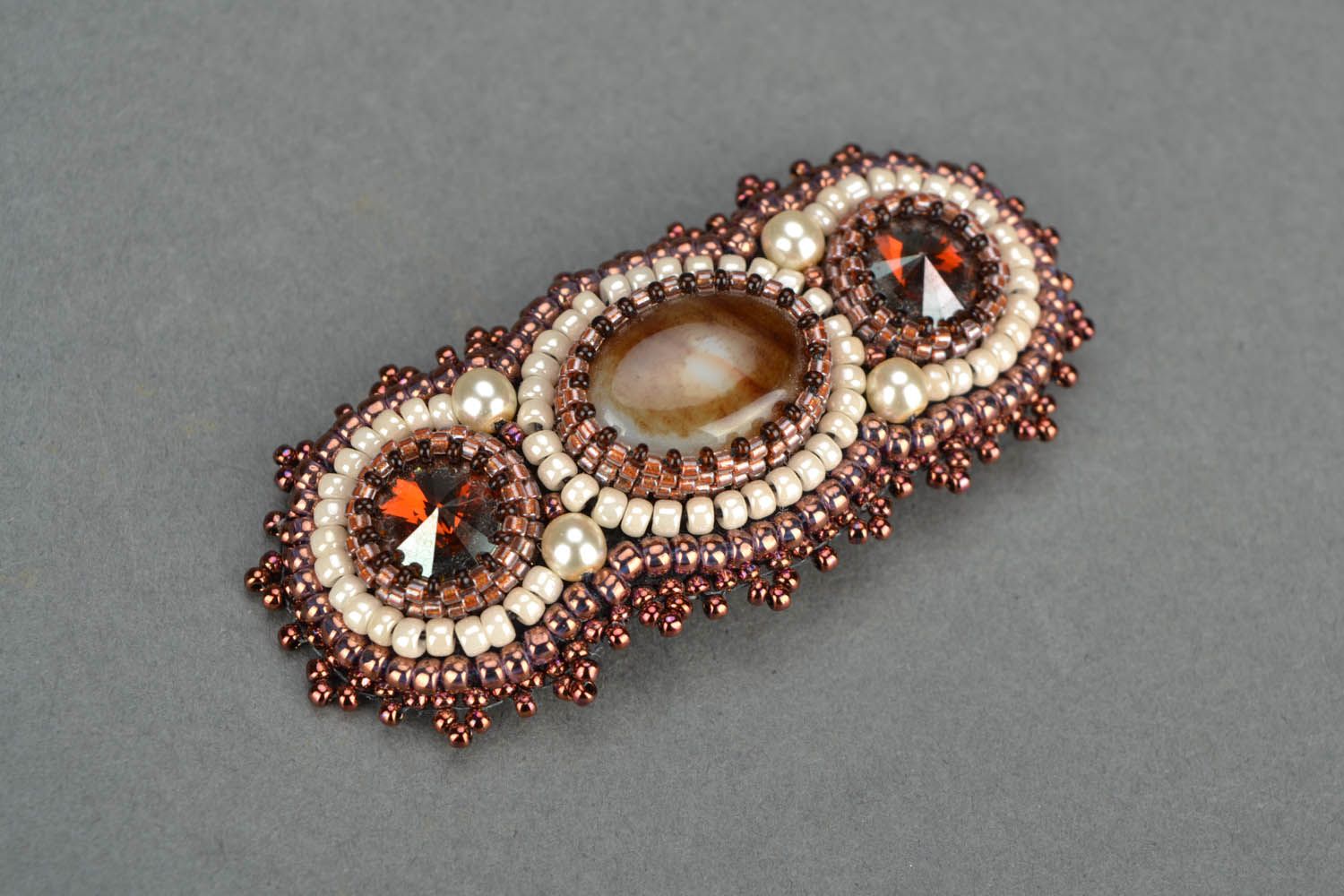 Metal hair clip with Japanese beads photo 3