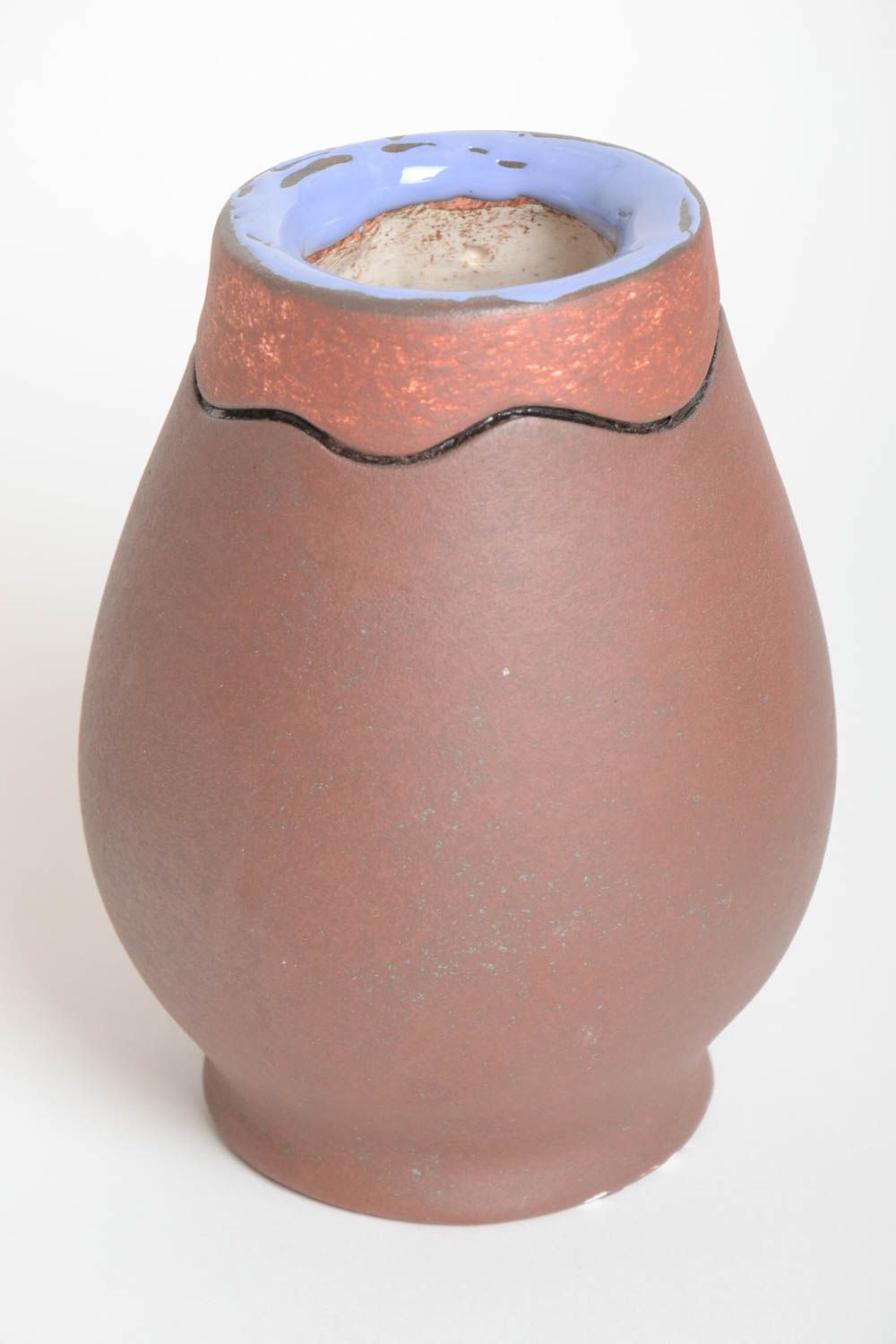 Keramik Vase handmade Haus Deko mit Bemalung Wohnzimmer Deko originell schön foto 5