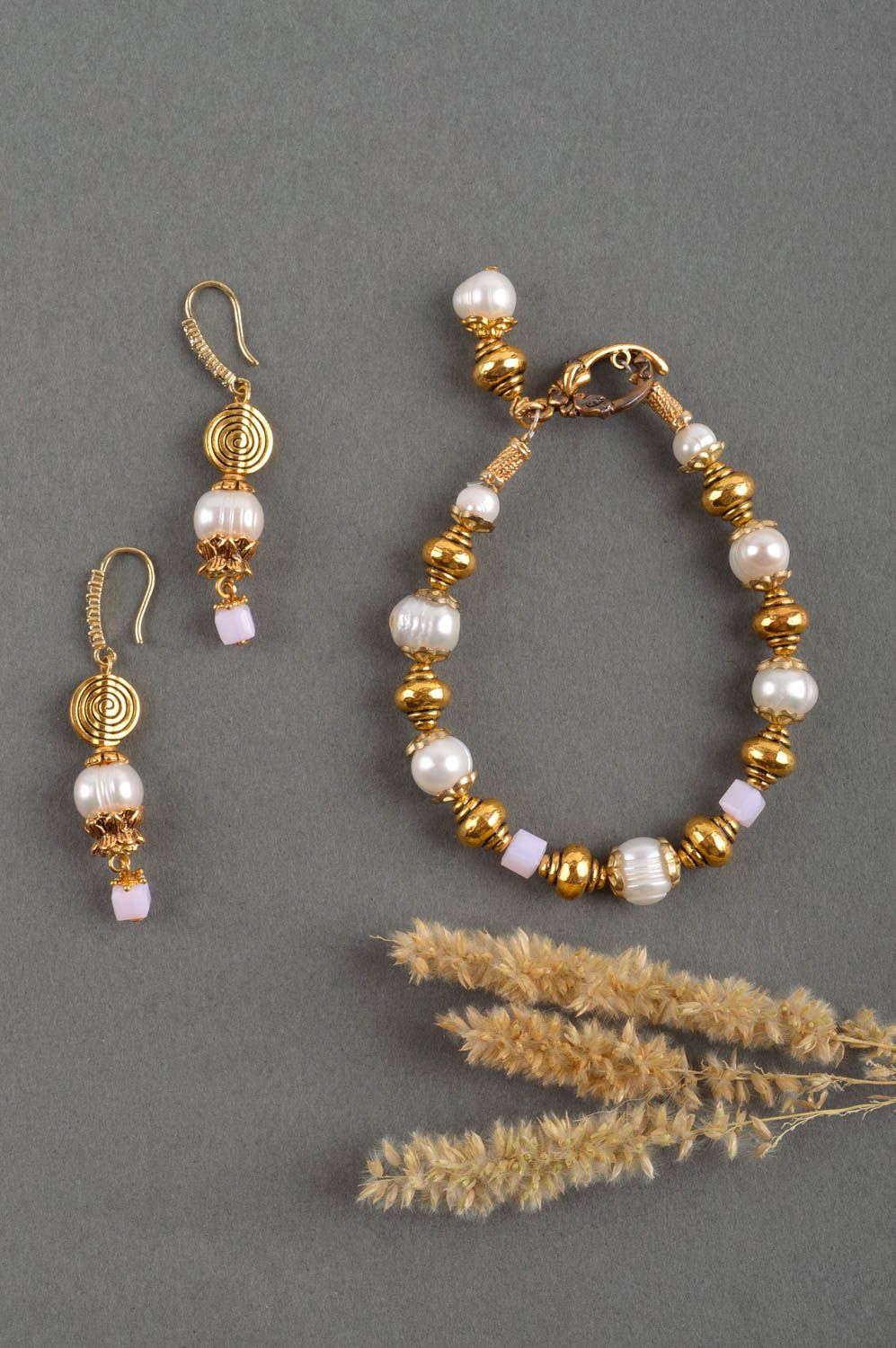 Homemade jewelry designer earrings wrist bracelet gemstone jewelry set photo 1
