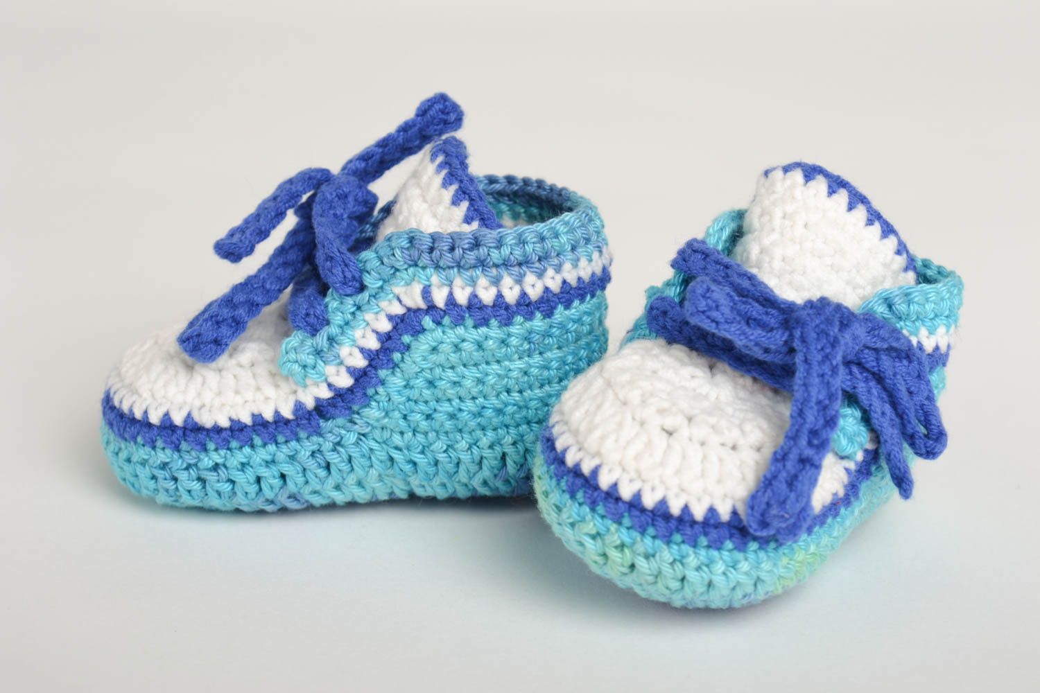 Chaussons bébé fait main tricot au crochet pour garçon Chaussures bébé photo 2