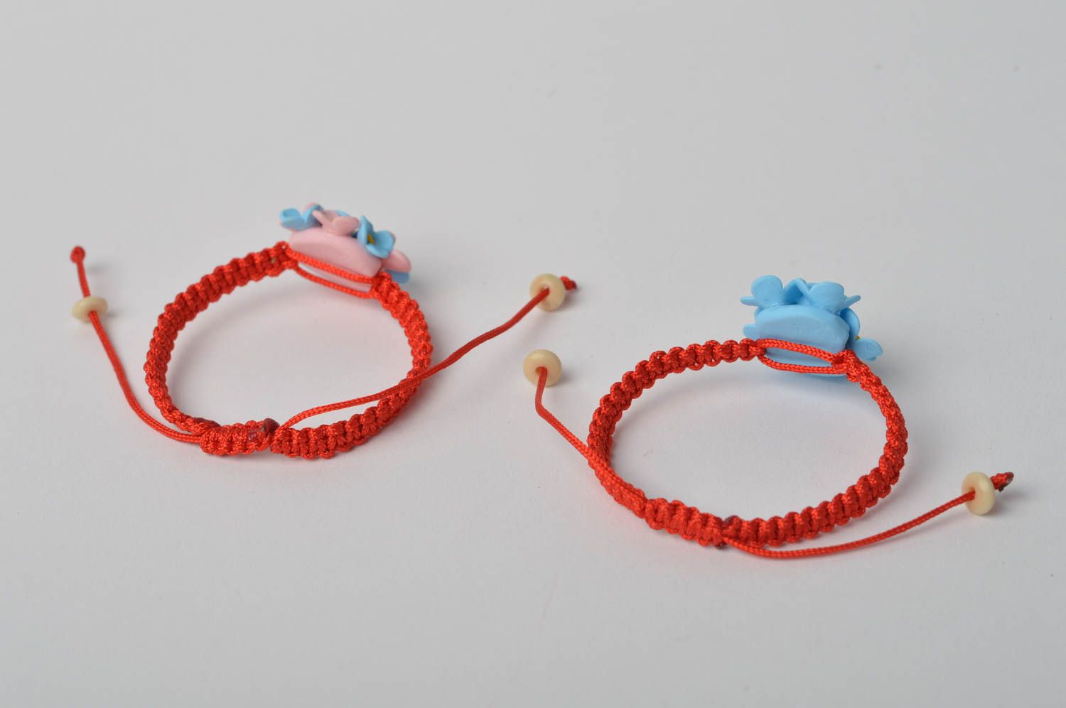 Ensemble de Bracelets pour fille faits main 2 pièces avec fleurs Cadeau enfant photo 3