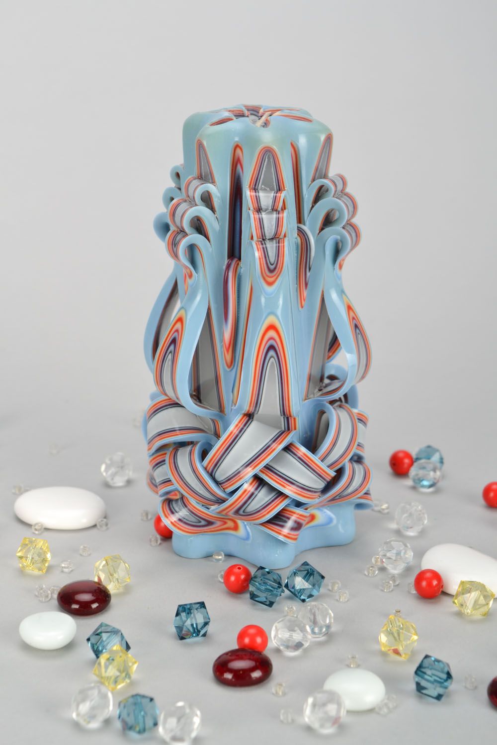 Vela esculpida de parafina Tri-color foto 1