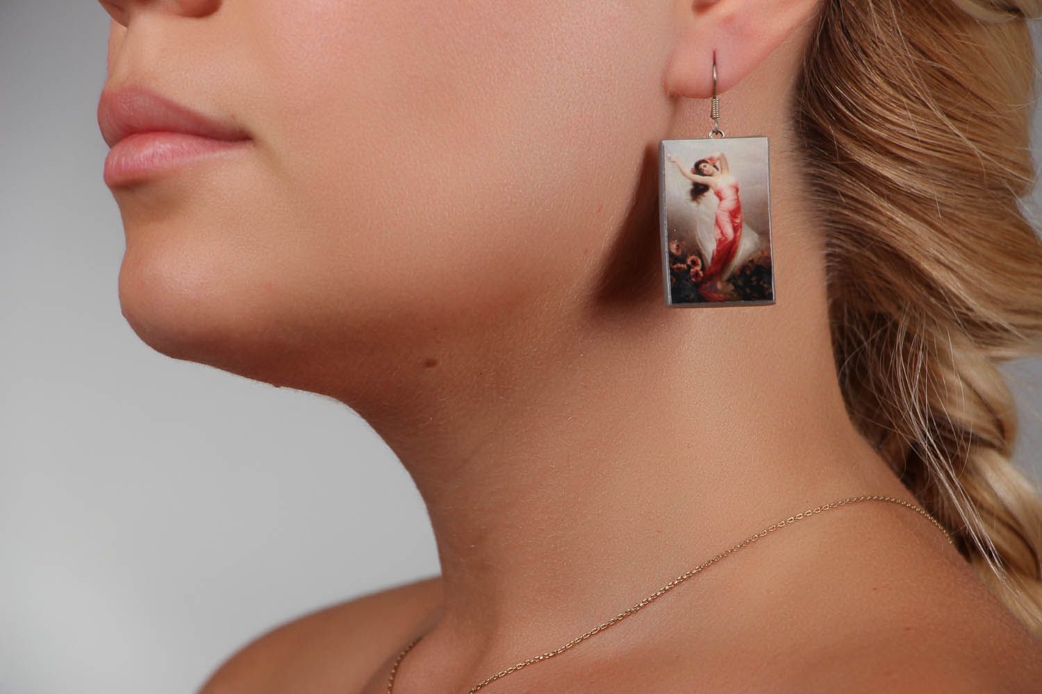 Rectangular plastic earrings photo 5