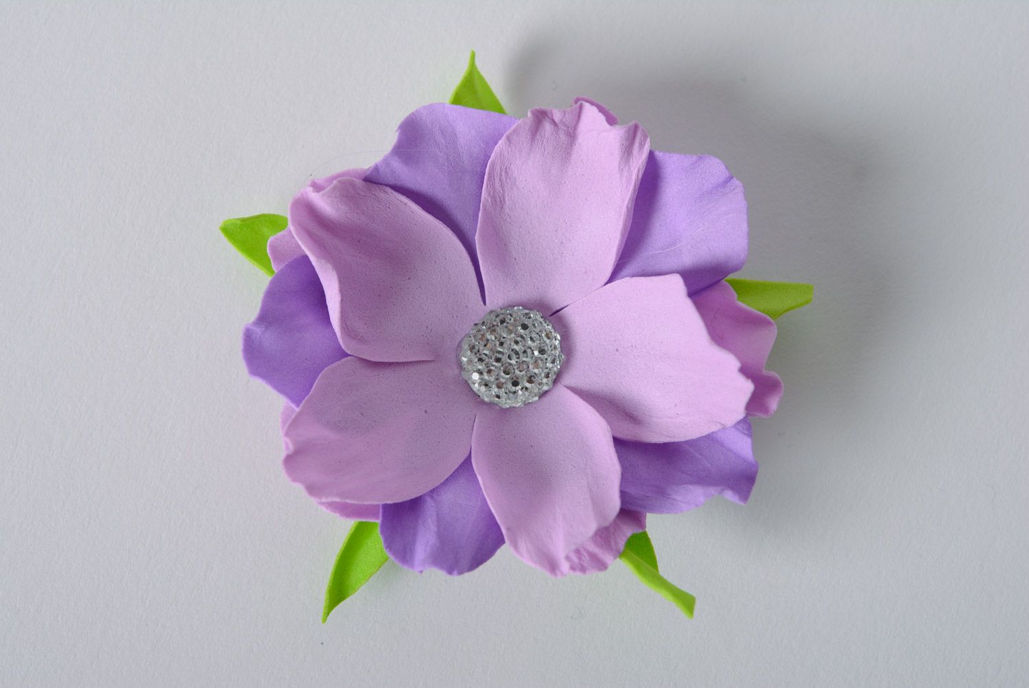 Fleur décorative en foamiran pour bijou faite main de créateur couleur mauve photo 2